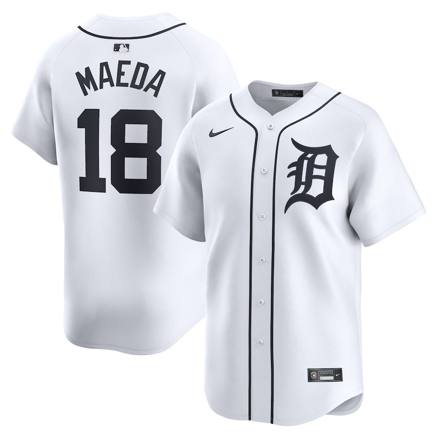 Men Detroit Tigers #18 Kenta Maeda Nike White Home Limited Player MLB Jersey